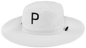 Puma Men's Aussie P Golf Bucket Hat, Polyester/Elastane in Bright White