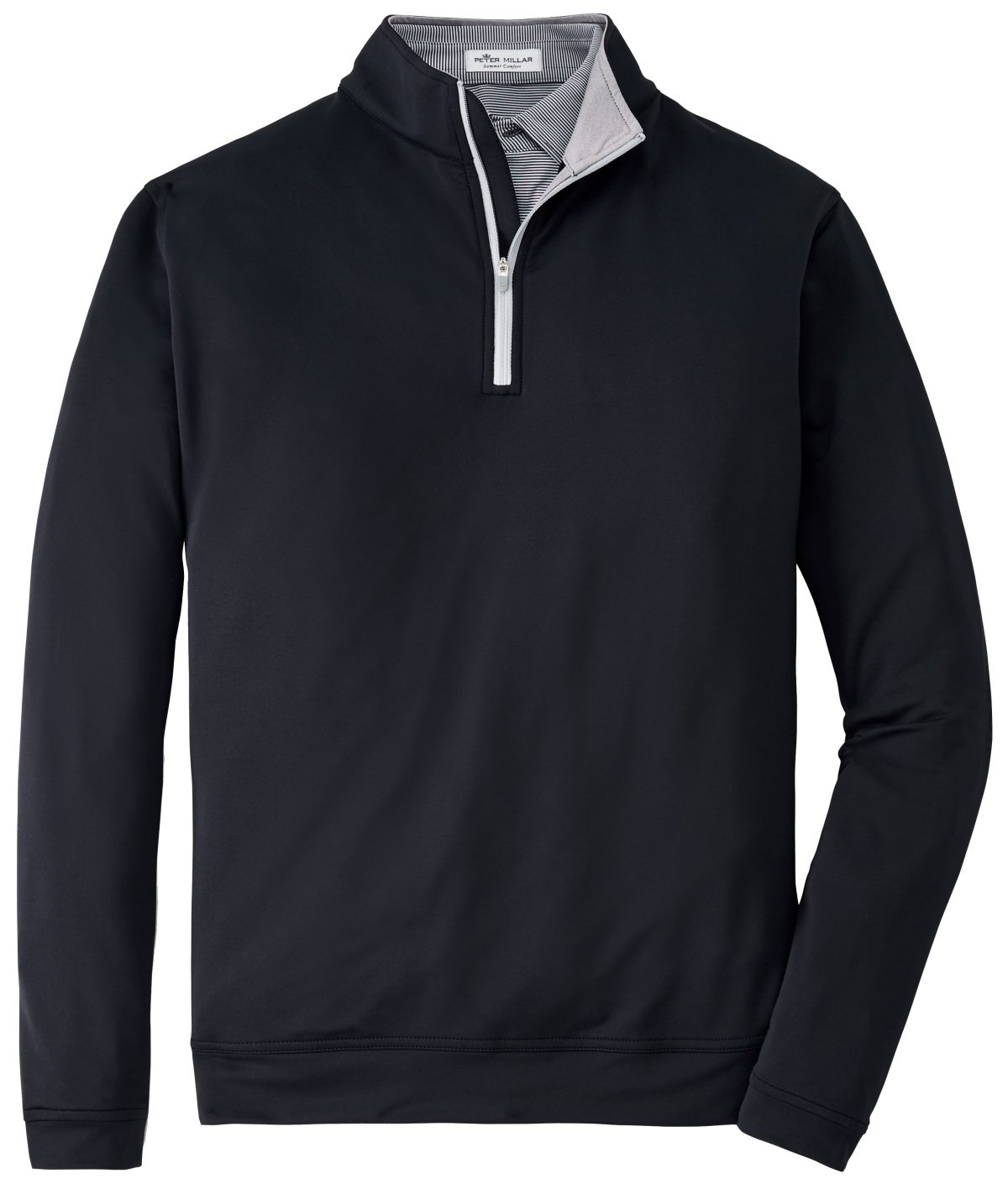 Peter Millar Men's Perth Performance Quarter-Zip Golf Pullover, Spandex/Polyester in Black, Size S