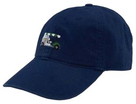 Smathers & Branson Men's Needlepoint Golf Hat in Beverage Cart Navy