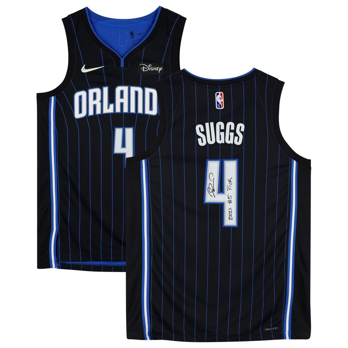 Jalen Suggs Black Orlando Magic Autographed Nike 2021-2022 Diamond Swingman Jersey with "2021 #5 Pick" Inscription