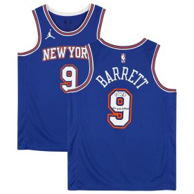 R.J. Barrett Blue New York Knicks Autographed Jordan Brand 2020-2021 Statement Swingman Jersey with "New York Forever" Inscription