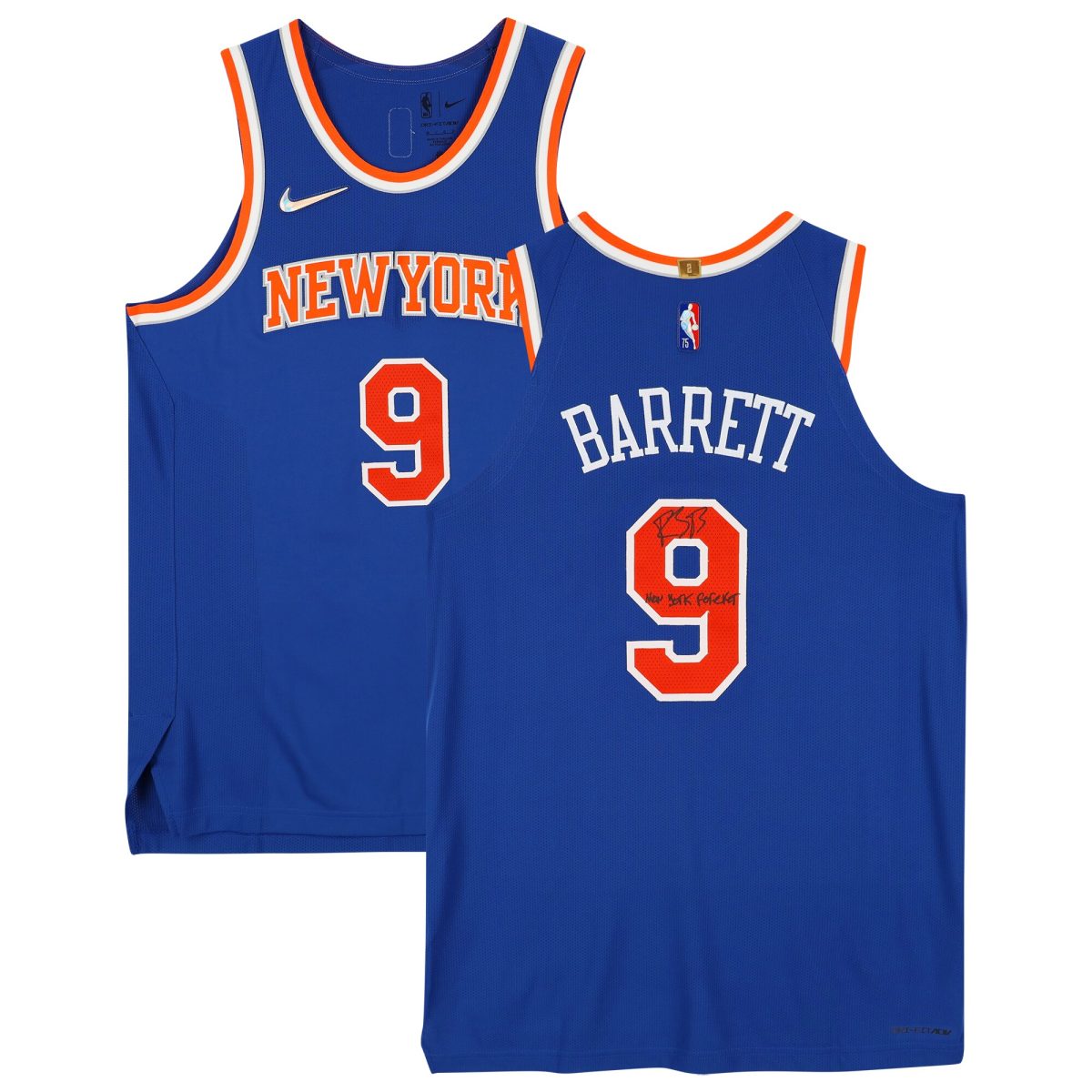 R.J. Barrett Blue New York Knicks Autographed Nike Icon Authentic Jersey with "New York Forever" Inscription