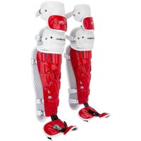 Rawlings LGVELI Velo Intermediate Catcher's Leg Guard in Red/White Size 15.5 in
