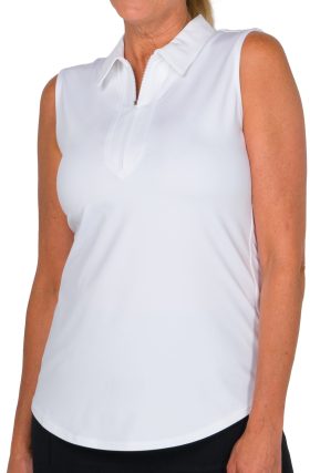 JoFit Women's Sleeveless Performance Golf Polo in White, Size L