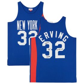 Julius Erving Blue New York Nets Autographed Mitchell & Ness 1973-74 Swingman Jersey with "3x ABA MVP" Inscription