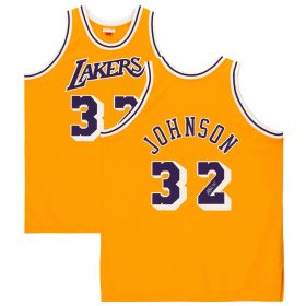 Magic Johnson Los Angeles Lakers Autographed Gold Mitchell and Ness Authentic Jersey