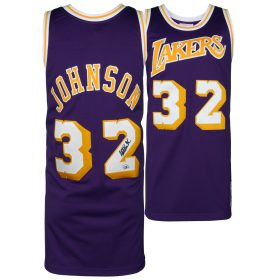 Magic Johnson Los Angeles Lakers Autographed Purple Mitchell & Ness Authentic Jersey