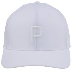 Puma Men's Tech P Snapback Golf Hat, Polyester/Elastane in White Glow