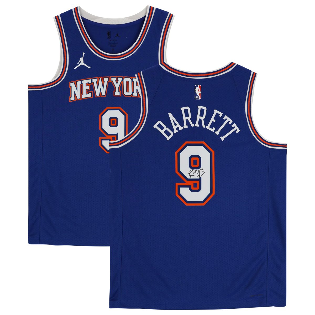 RJ Barrett New York Knicks Autographed Blue Jordan Brand Statement Swingman Jersey