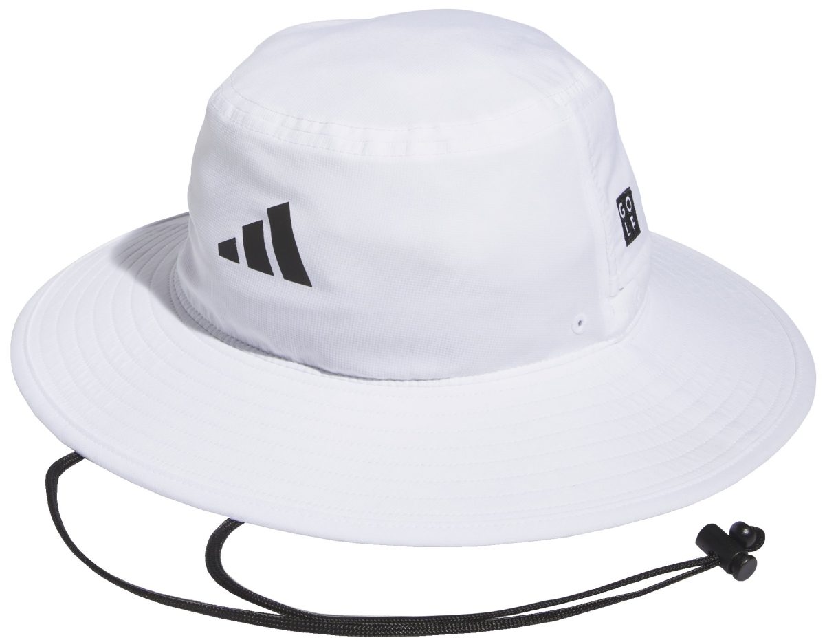 adidas Men's Wide Brim Golf Bucket Hat, 100% Polyester in White, Size S/M
