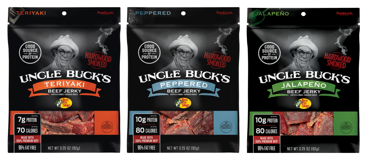 Bass Pro Shops Uncle Buck's Teriyaki, Peppered, and Jalapeno Beef Jerky 3-Pack Combo