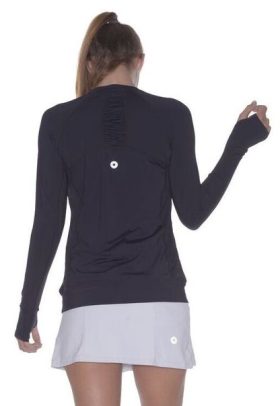 Bloq-UV Long Sleeve Tennis Pullover (Black)
