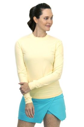 BloqUV Women's Long Sleeve 24/7 Sun Protective Athletic Tee Shirt (Lemon Yellow)