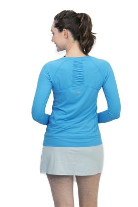 BloqUV Women's Sun Protective Long Sleeve Athletic Pullover Tee Shirt (Ocean Blue)