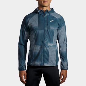 Brooks Canopy Jacket Men's Running Apparel Indigo Rush Altitude Print
