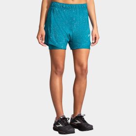 Brooks Chaser 5" 2-in-1 Shorts Women's Running Apparel Lagoon Speckle Print/Lagoon