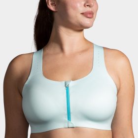 Brooks Dare Zip Run Bra 2.0 Women's Bras Ice Blue/Vivid Teal