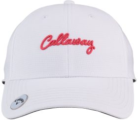 Callaway Women's Stitch Magnet Golf Hat 2023 in White/Coral