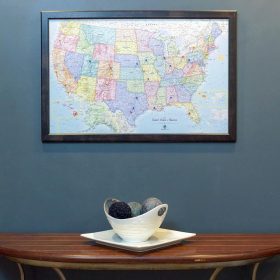 Winding Hills Magnetic Travel Map USA, Blue Ocean, 36x24