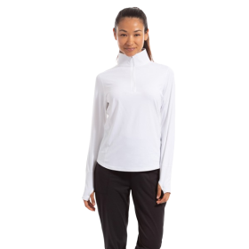 BloqUV Women's Relaxed Fit Mock Neck Zip Top (White)