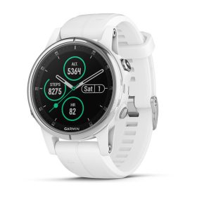 Garmin Fenix 5S Plus Multisport Watch - Sapphire - White with Carrara White Band