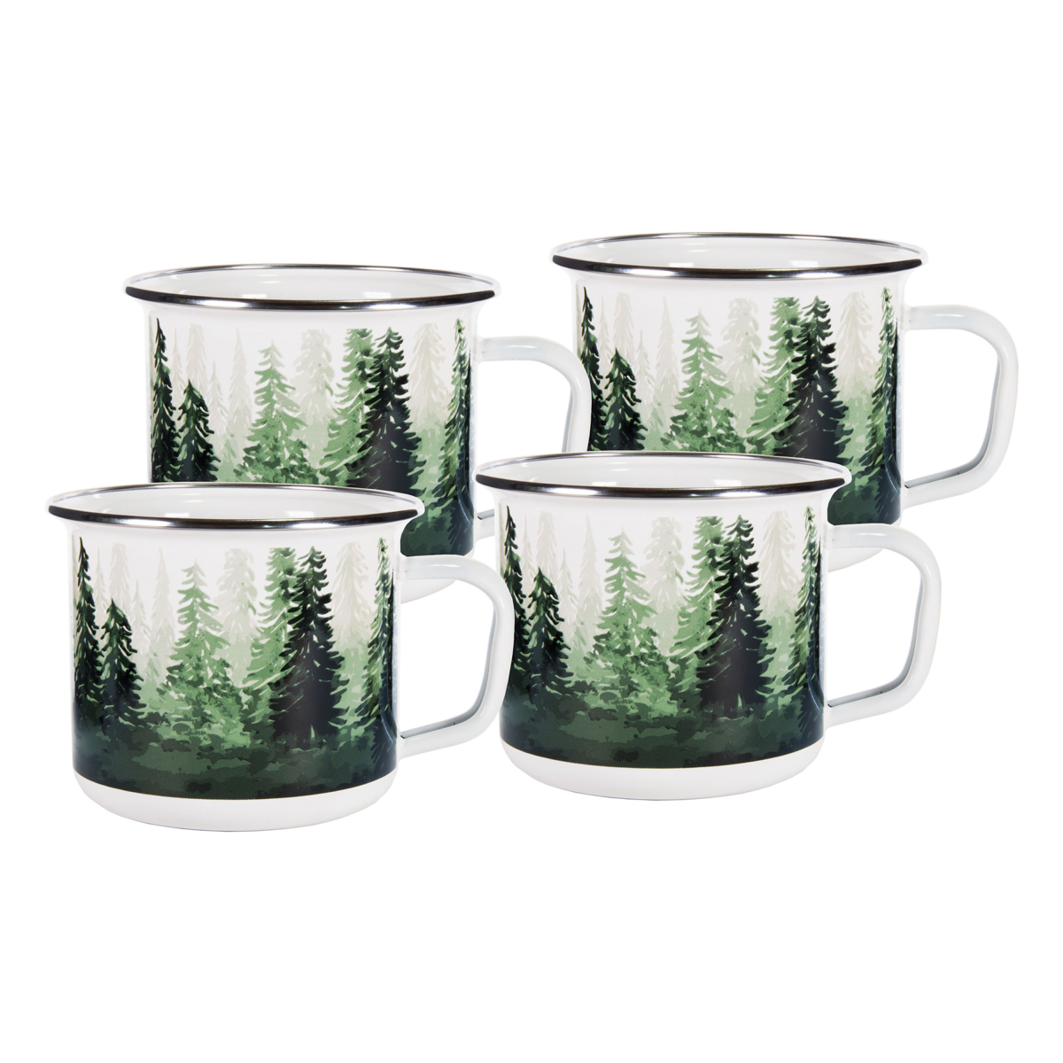 Golden Rabbit Forest Glen Enamelware 4-Piece Grande Mug Set