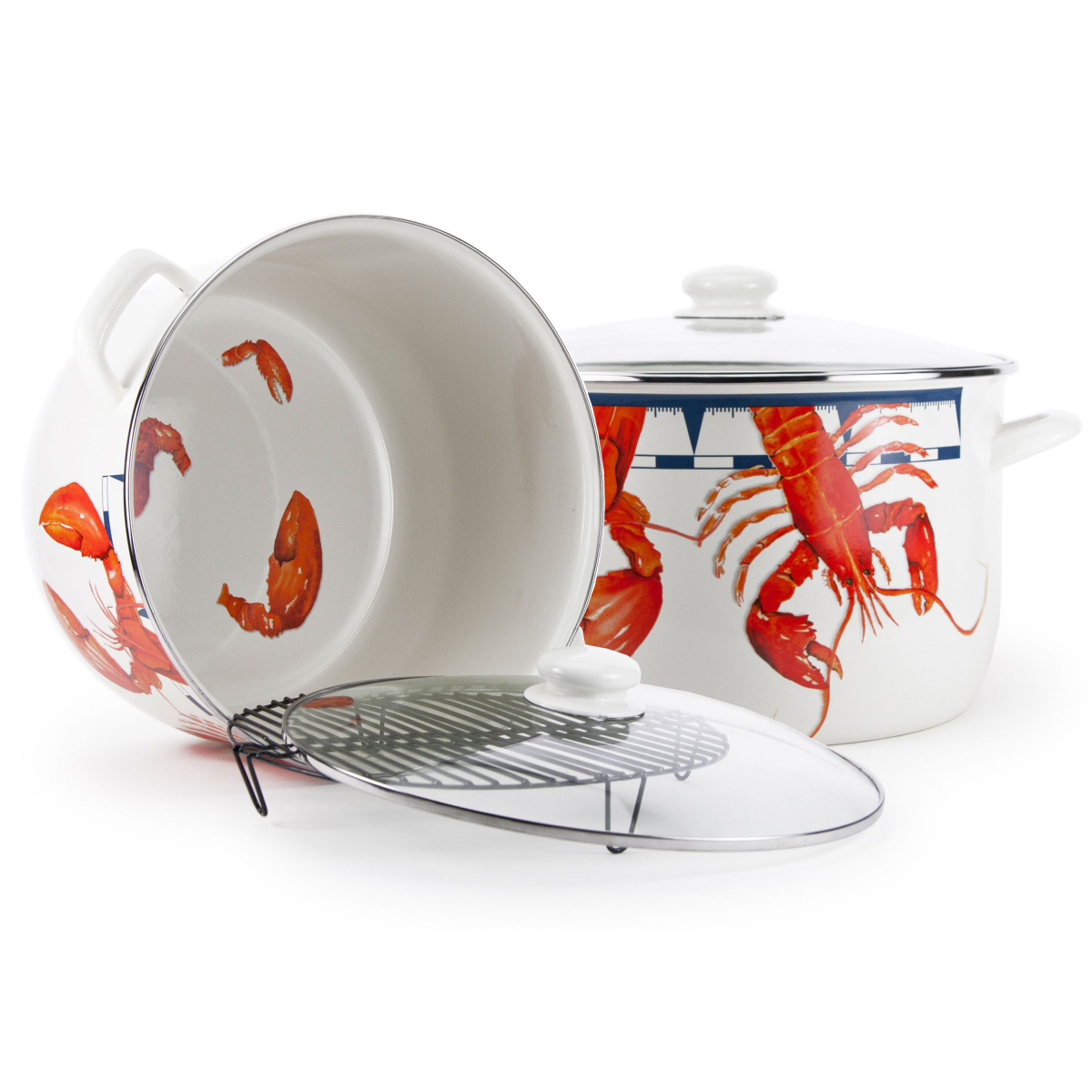 Golden Rabbit Lobster Enamelware Collection Stock Pot