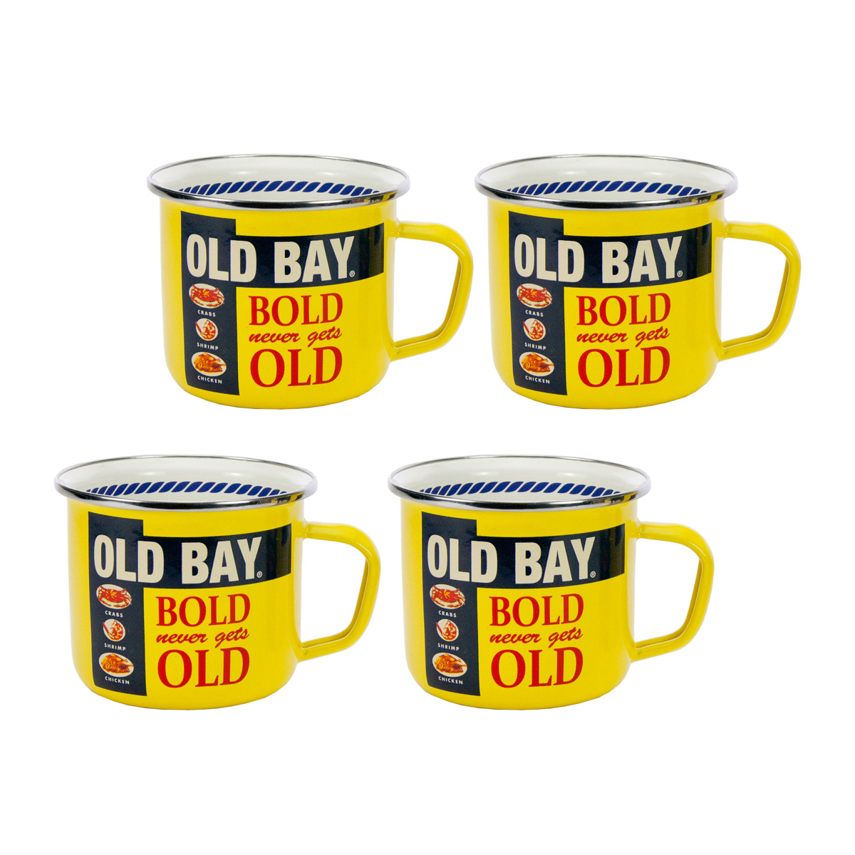 Golden Rabbit Old Bay Enamelware 4-Piece Grande Mug Set