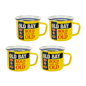 Golden Rabbit Old Bay Enamelware 4-Piece Grande Mug Set