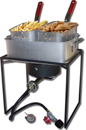 King Kooker 16'' Rectangular Outdoor Cooker Package with Rectangular Fry Pan