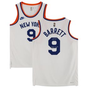 R.J. Barrett New York Knicks Autographed White Classic Swingman Jersey with "Maple Mamba" Inscription