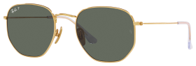 Ray-Ban Hexagonal Titanium RB8148 Glass Polarized Sunglasses - Polished Gold/Green Classic - Medium