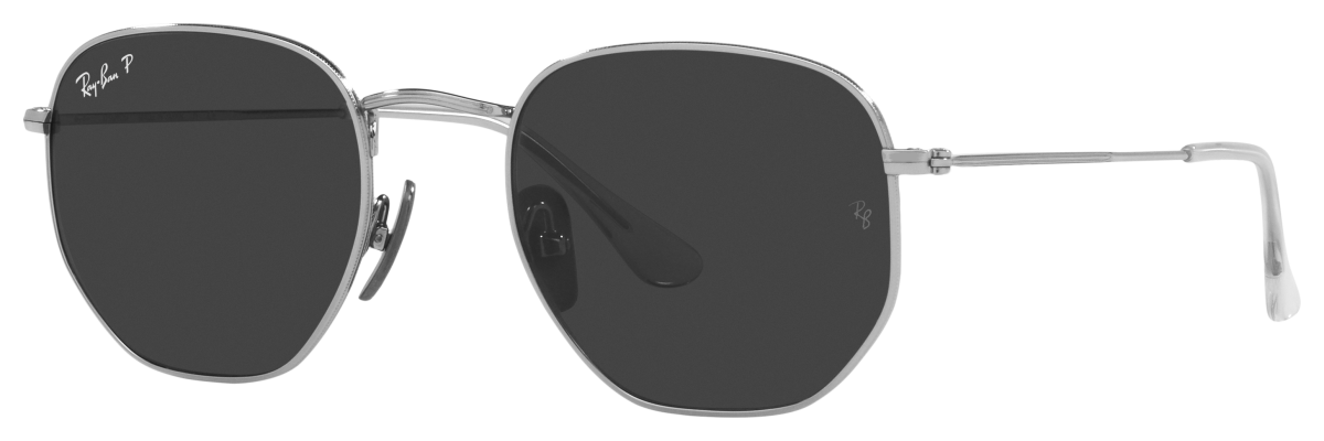 Ray-Ban Hexagonal Titanium RB8148 Glass Polarized Sunglasses - Polished Silver/Gray Classic - Medium