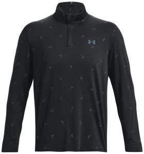 Under Armour Men's Ua Playoff Printed 1/4 Zip Golf Pullover, Polyester/Elastane in Black/Static Blue, Size S