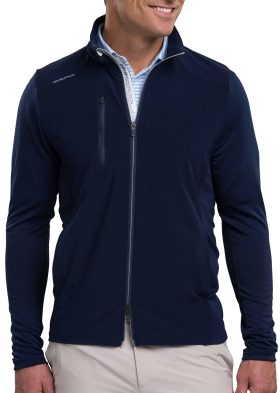 Zero Restriction Men's Z710 Full Zip Golf Jacket, 100% Polyester in Navy, Size S