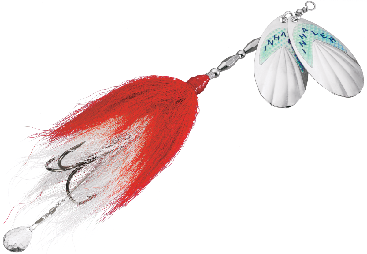 Inhaler Twin-Blade Musky Spinner - Nickel/White