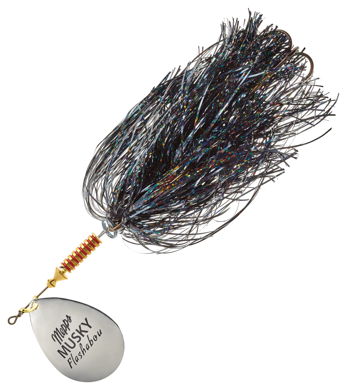 Mepps Musky Flashabou Spinner - Silver Black - 1-1/4 oz.