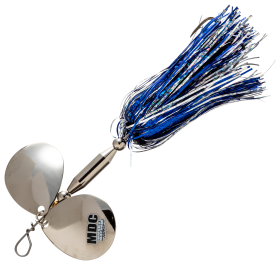 Musky Mayhem Tackle Micro Double Cowgirl Spinner - 3/4 oz. - Blue/Silver/Nickel