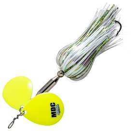 Musky Mayhem Tackle Micro Double Cowgirl Spinner - 3/4 oz. - White/Chartreuse