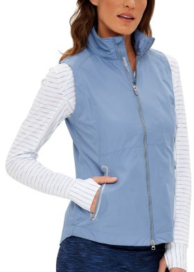 Zero Restriction Women's Wanda Golf Vest, 100% Polyester in Storm/Cloud, Size L
