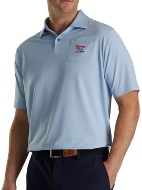 FootJoy Men's 123Rd U.s. Open Solid W/ Trim Golf Polo 2023, Spandex/Polyester in Light Blue, Size XL