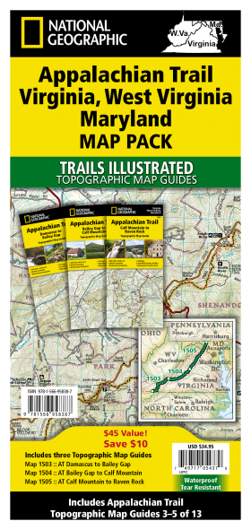 National Geographic Trails Illustrated Topographic Map Guide Series Map Bundle - VA/WV/MD - Appalachian Trail 3-Pack