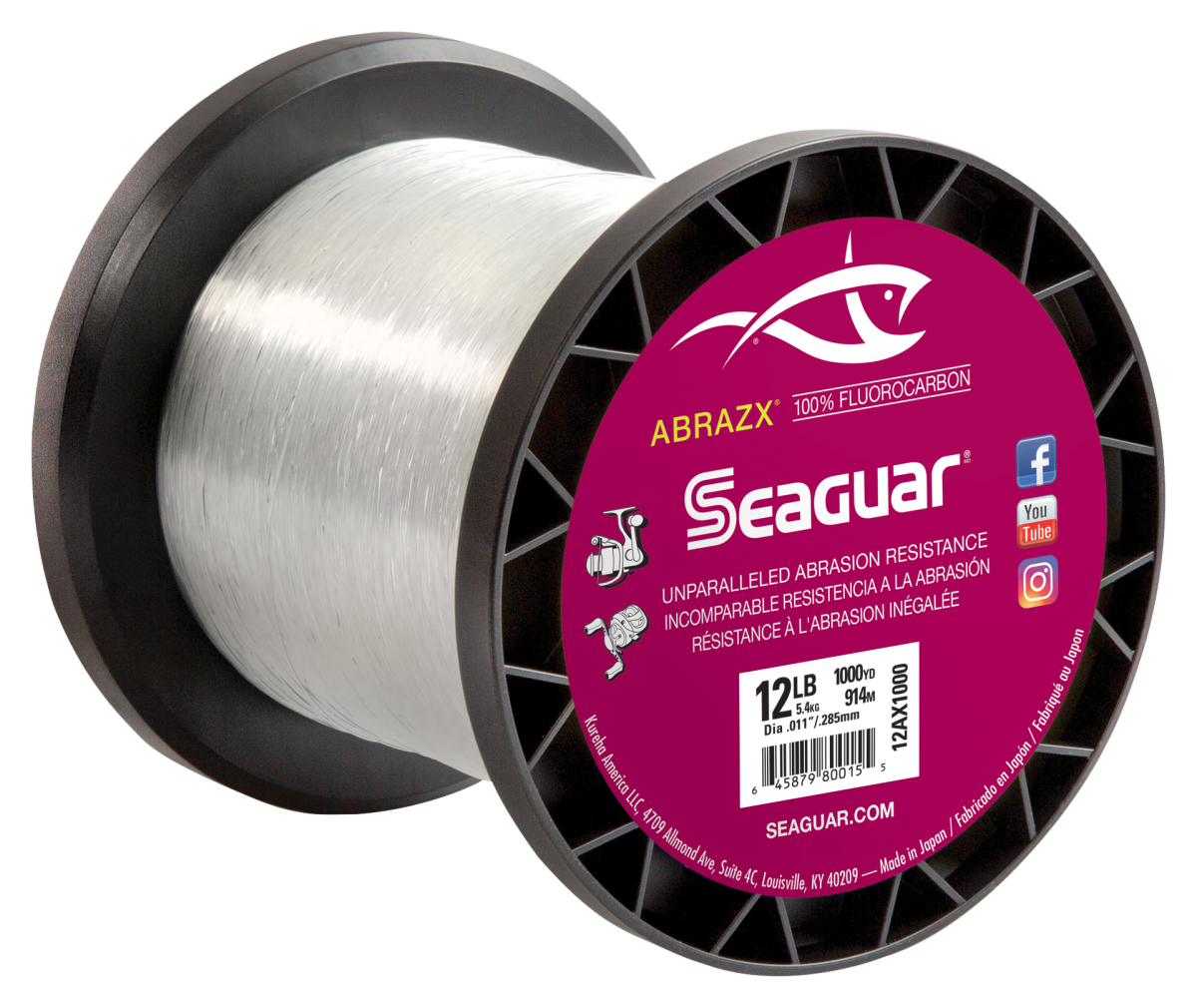 Seaguar AbrazX Fluorocarbon Fishing Line 1000 Yards - 12 lb.