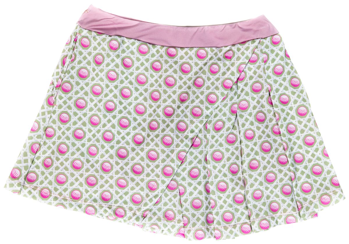 Turtles & Tees Junior Girls Maddy Golf Skort in Pink/Green, Size XL