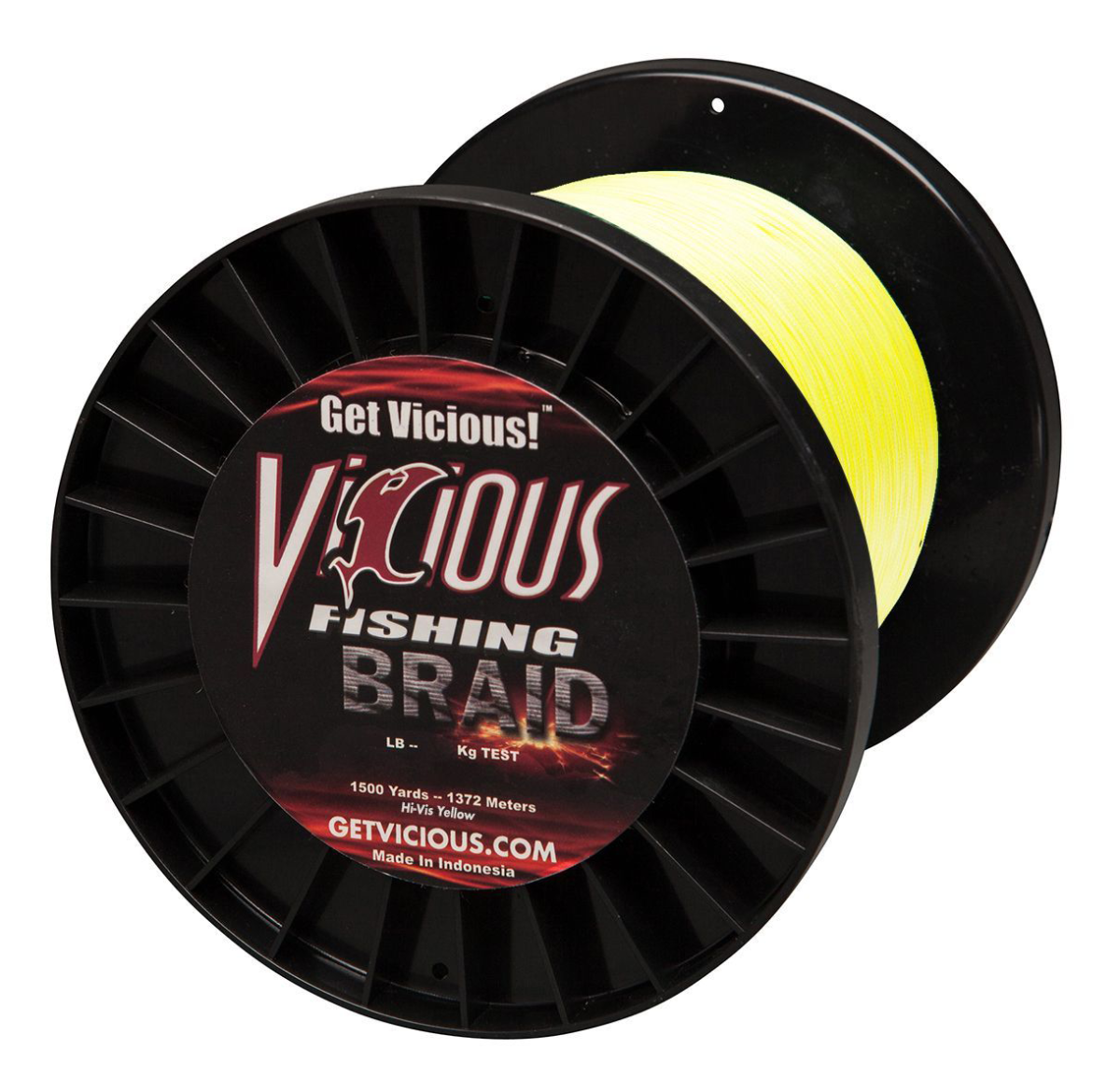 Vicious Fishing Standard Braid Fishing Line - Hi-Vis Yellow - 1500 Yards - 50 lb.