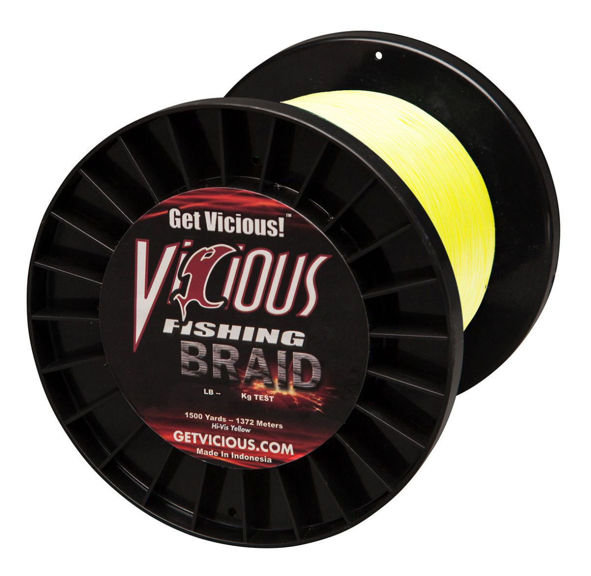 Vicious Fishing Standard Braid Fishing Line - Hi-Vis Yellow - 1500 Yards - 80 lb.