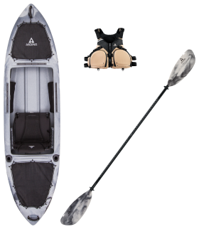 Ascend H10 Titanium Sit-In Hybrid Kayak, Life Jacket, and Paddle Package