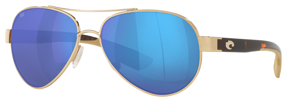 Costa Del Mar Loreto 580G Glass Polarized Sunglasses for Ladies - Rose Gold/Blue Mirror - Medium