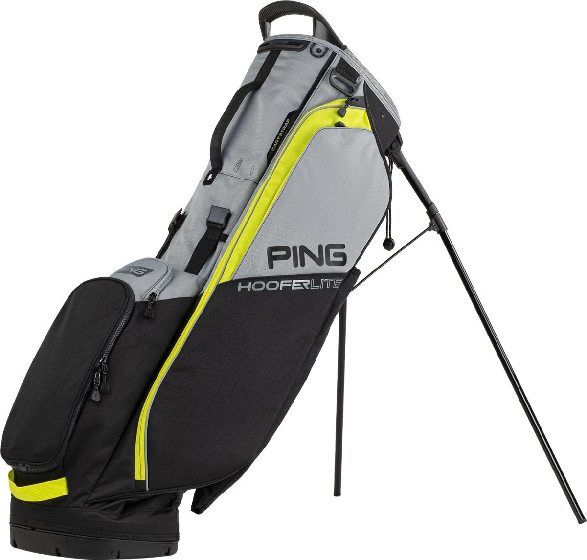 PING Hoofer Lite Stand Bag 2023 in Black/Iron/Neon Yellow