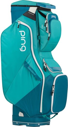 PING Traverse Cart Bag 2023, Polyester/Rayon in Teal/Moroccan Blue/White